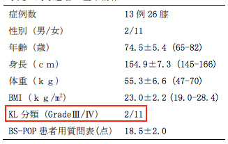 間質血管細胞群による治療成績・対象者データ