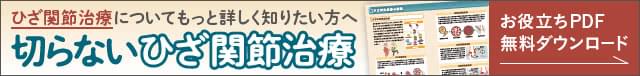 ひざ関節治療についてもっと詳しく知りたい方へ。切らないひざ関節治療。お役立ちPDF無料ダウンロード。